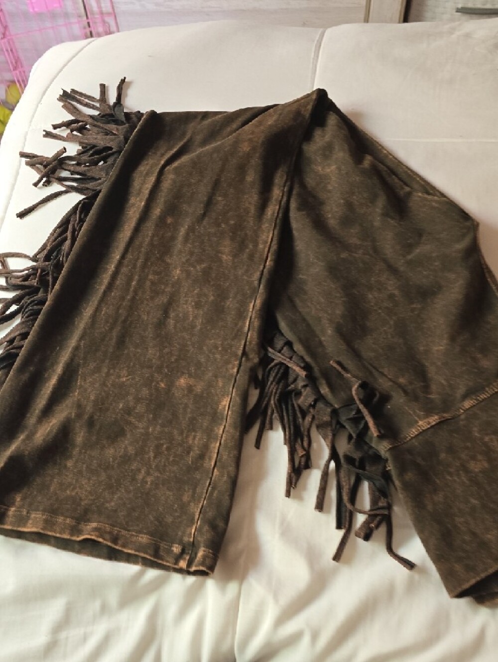 Viral T Party Fashion Olive Brown Suede-Look Fringe Boot Cut Pants🤎🤠 - Picture 4 of 4